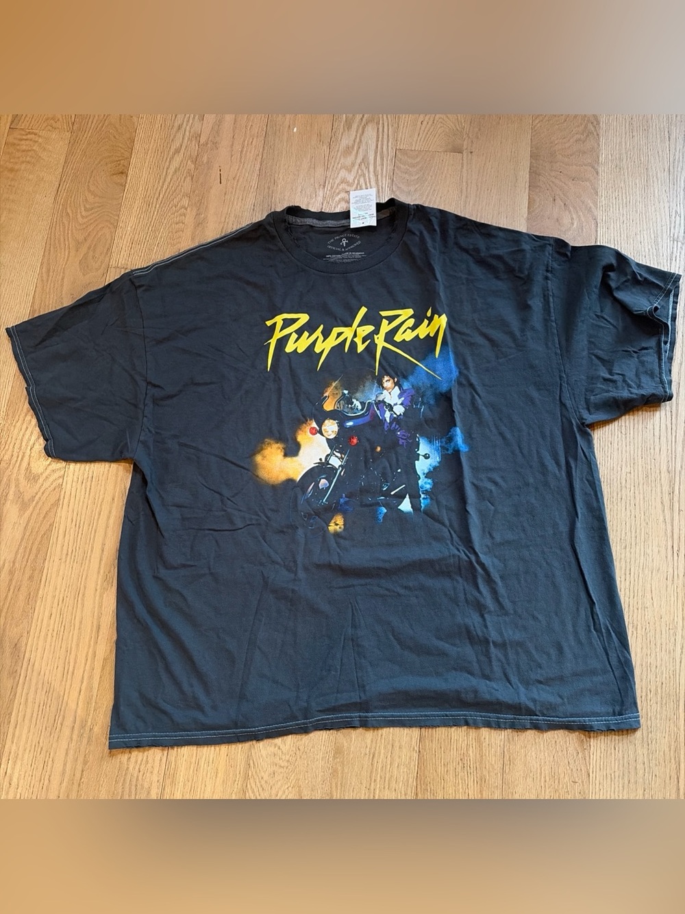 The Prince Estate Official Purple Rain Shirt Gray Distressed NWT 3XL